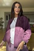 Cabbage Rose Cotton Quilted Jacket Aubergine